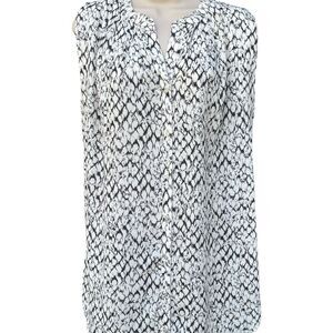 H&M cream and Brown Snake Patterned Blouse Medium